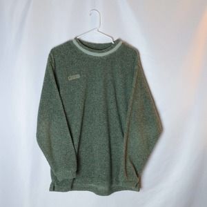 Vintage Columbia Crewneck Men's M Green Fleece Long Sleeve Pullover Sweater